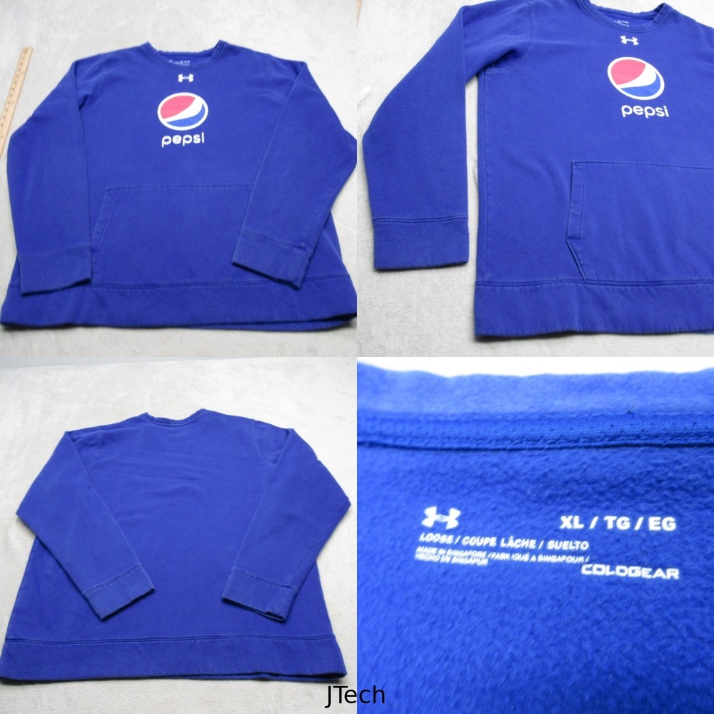 Pepsi Sweatshirt Men XL Under Armour Blue Pockets Loose ColdGear Employee Driver